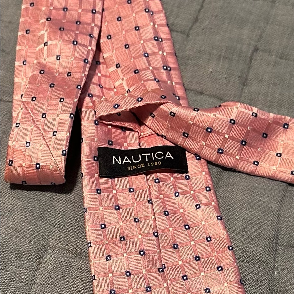 Nautica Pink and Blue Checkered Men's Tie